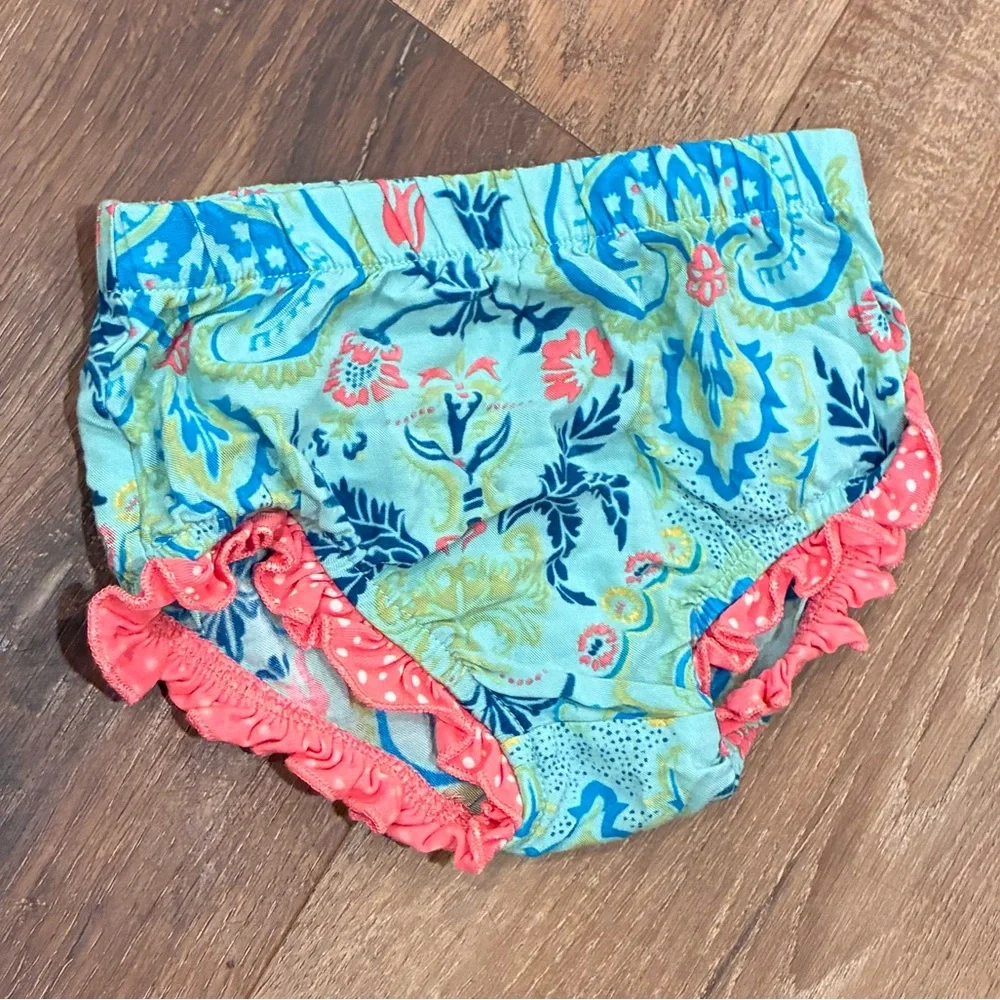 Matilda Jane Nan Friends Forever Blue Coral Floral Bloomers Diaper Cover 6-12m